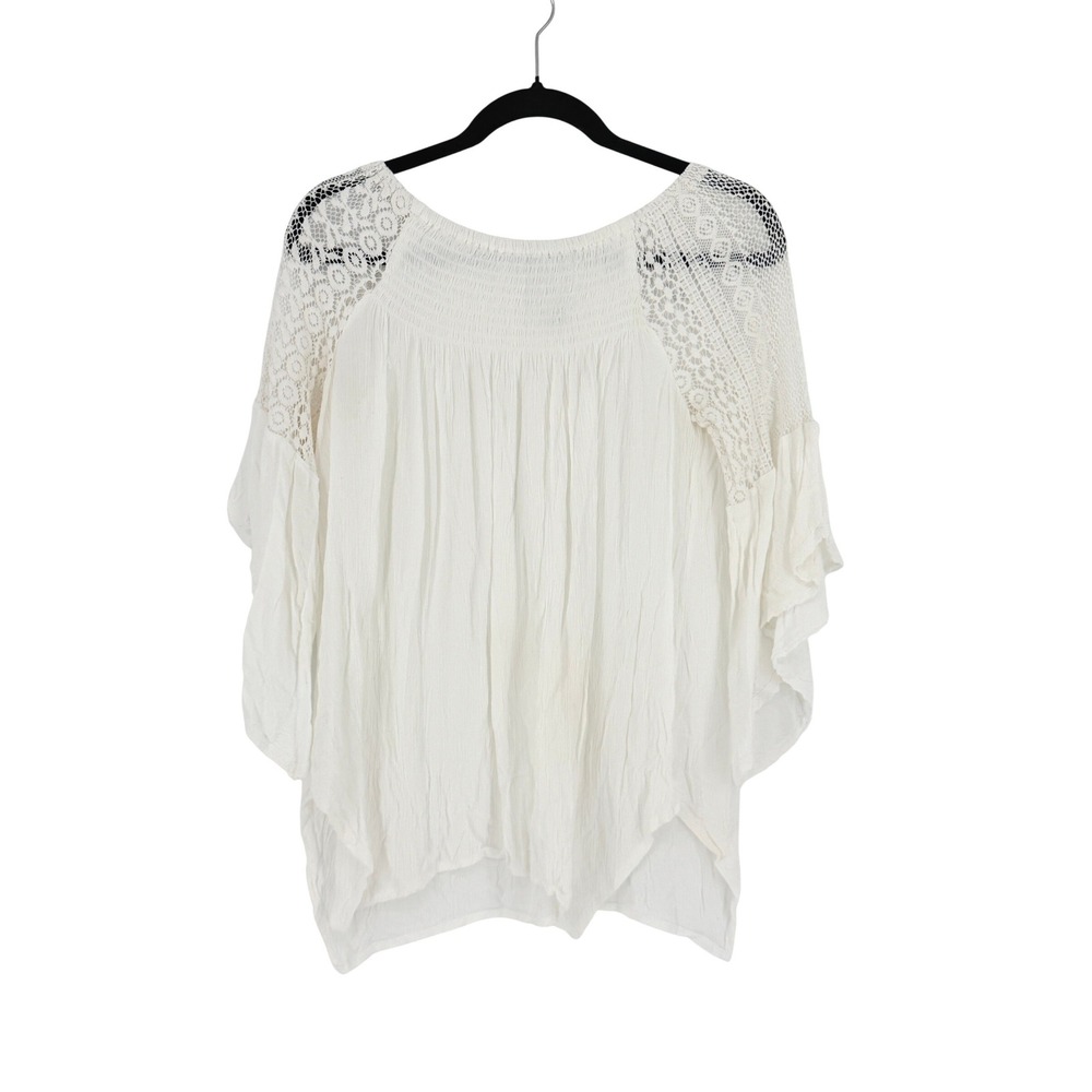 Vintage Y2K Fairy Boho Peasant Festival Top Crochet Lace White Small Womens Ren